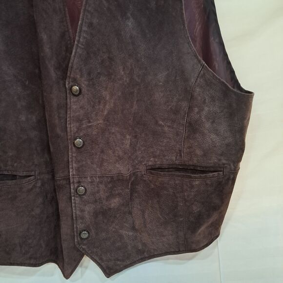 VTG GLOBAL IDENTITY G-III Suede Leather Vest Brown Sz 4X - Picture 8 of 14